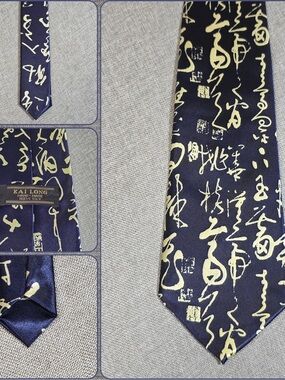 Kai Long 100% Silk Chinese Calligraphy Necktie